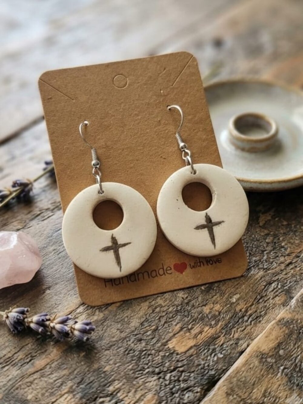 Inspirational Engraved Wooden/Stainless Steel Earrings